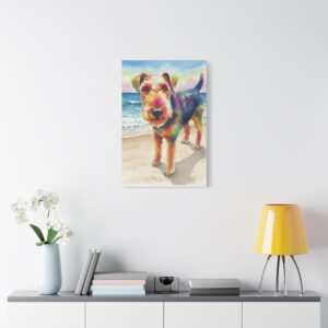 Vibrant Dog Canvas Art, Colorful Pet Portrait Decor, Stretched Wall Art for Dog Lovers, Home or Office decoration, Perfect Gift